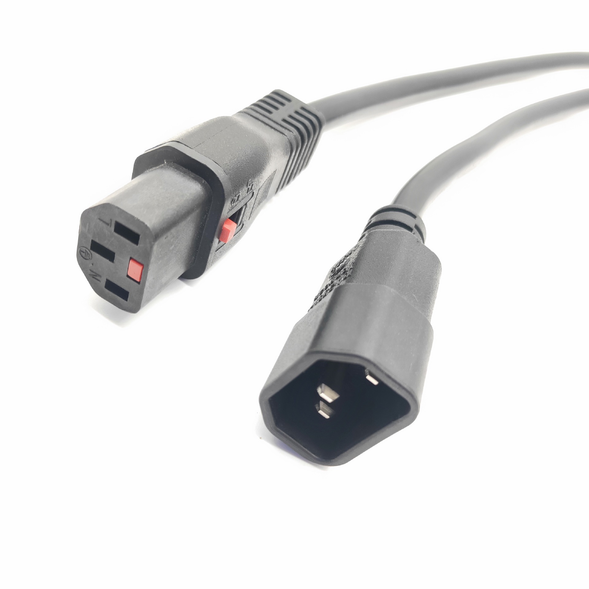 供应C13转C14延长线品字尾公母对插电源线公母连接器带锁品字尾