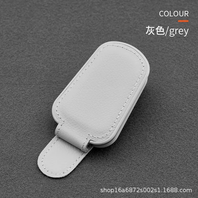 Holder, Leather, Car Glasses Clip/Bill Clip - grey