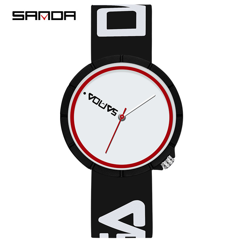 SANDA 3204 Nuevo movimiento de cuarzo Correa silicona simple casual deportes al aire libre reloj estudiante