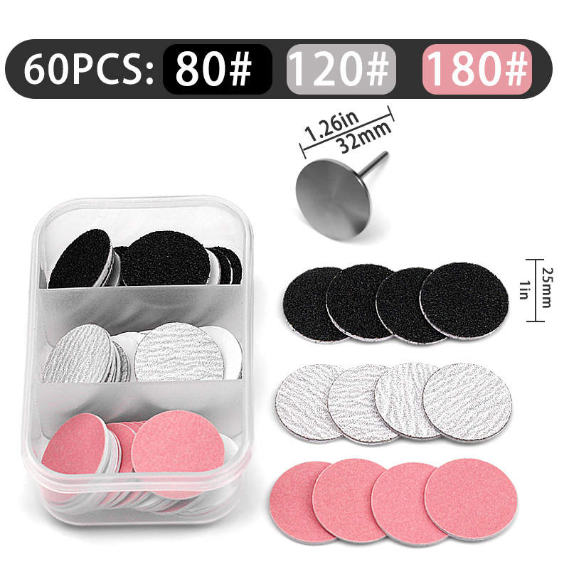 Tabletas exfoliadas para uñas Tabletas que contienen arena Eje pequeño caja de tres compartidos 60 piezas Piel exfoliante de callos duros Tabletas de lijado para pies