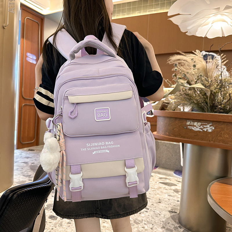 Mochila escolar de nuevo estilo para mujer, mochila para estudiantes de secundaria de alto valor, mochila de varios compartimentos para estudiantes de primaria y secundaria de alta calidad