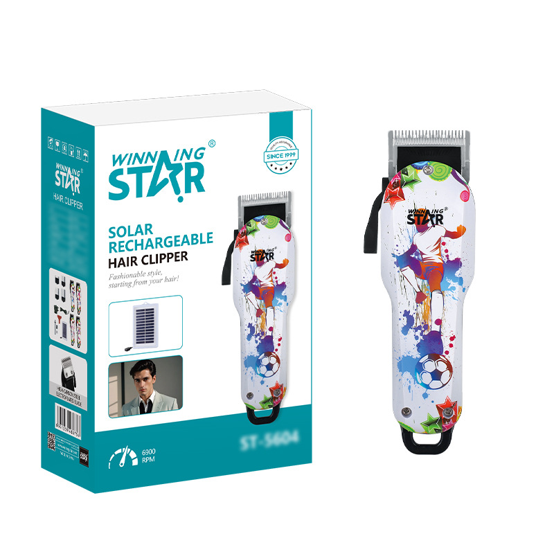 Ganar estrella transfronteriza Venta caliente cortadora de cabello eléctrica con panel solar peluquería cabello especial cortadora de cabello