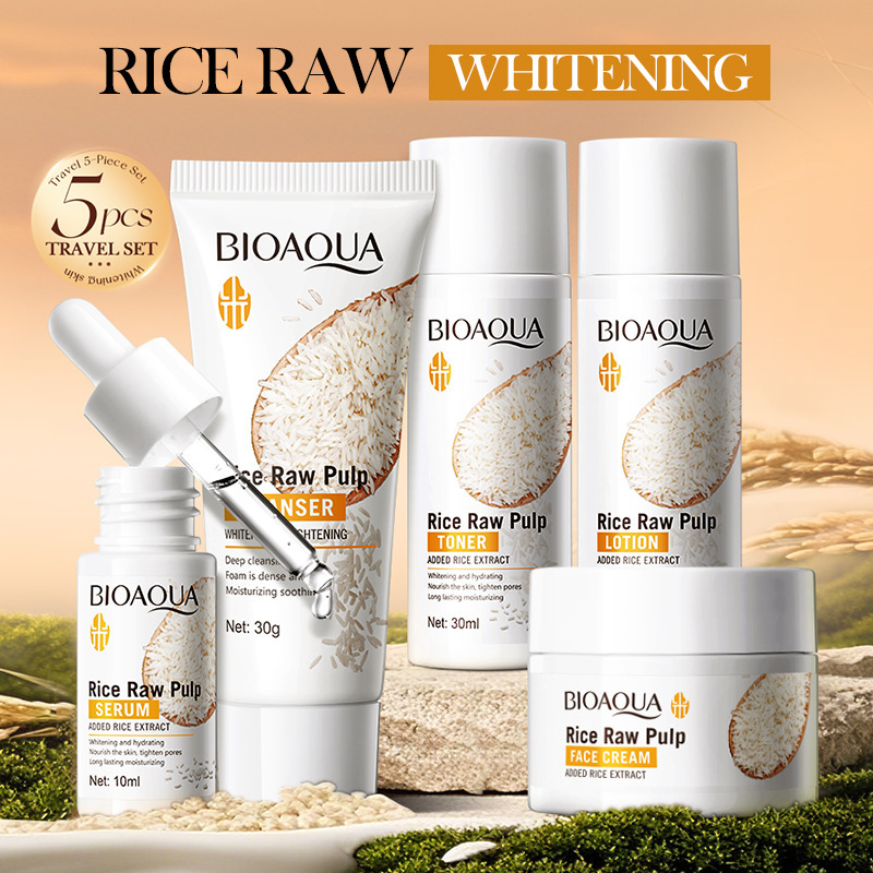 BIOAOUA Set de Viaje de Cinco Piezas con Puré de Arroz Hidratante, Kit de Limpieza e Hidratación, Venta al por Mayor para Comercio Exterior Transfronterizo image 3