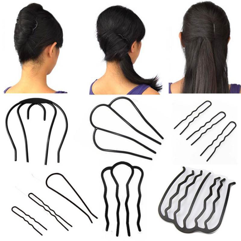 金属盘发器U形夹插梳韩版发饰新娘发钗丸子头卡子夜会造型u型发簪