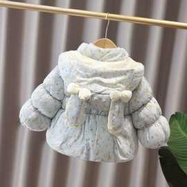 女童加绒加厚棉衣外套2025冬装新款女宝宝女宝洋气保暖棉服上衣潮