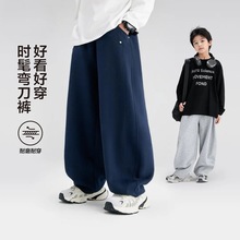 男童春秋款裤子2025新款中大童春秋款针织男孩秋季运动儿童休闲裤