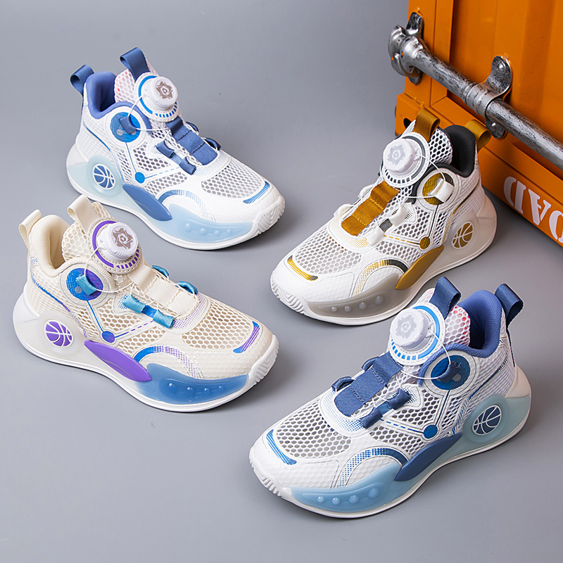 Calzado deportivo transpirable de una sola red para niños 2025 verano nuevo estilo Zhongda zapatos de red para niños zapatos de baloncesto para niños zapatos para correr