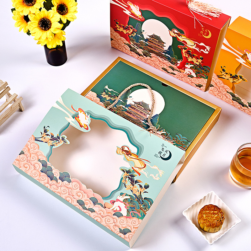 2023 Mid-Autumn Festival Mooncake Packaging Box Empty Box National Trend Hand-held Egg Yolk Tarts Gift Box 150/100g 6-Pack