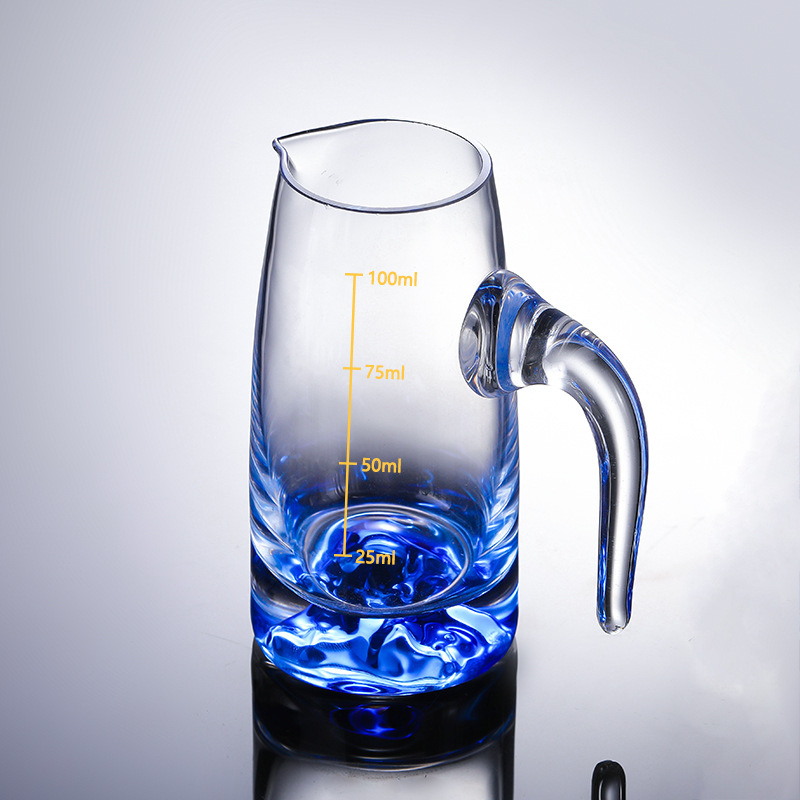 Fábrica directa de vinos de montaña azul conjunto de vidrio de cristal de lujo ligero casero tazas de vino con soporte de tazas de bambú