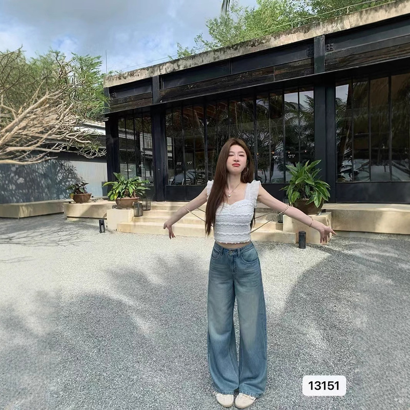 Little Flying Sleeve Lace Camisole Women's Outerwear 2025 Summer New Hot Girl Unique Beautiful Top