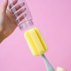 跨境新款海綿奶瓶刷摺疊瓶刷清潔刷可拆卸杯刷家用長柄洗杯刷批發