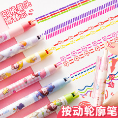 Flower outline pen fluorescent curve pen student handwritten newspaper special color marker stroke focus lace graffiti pen
