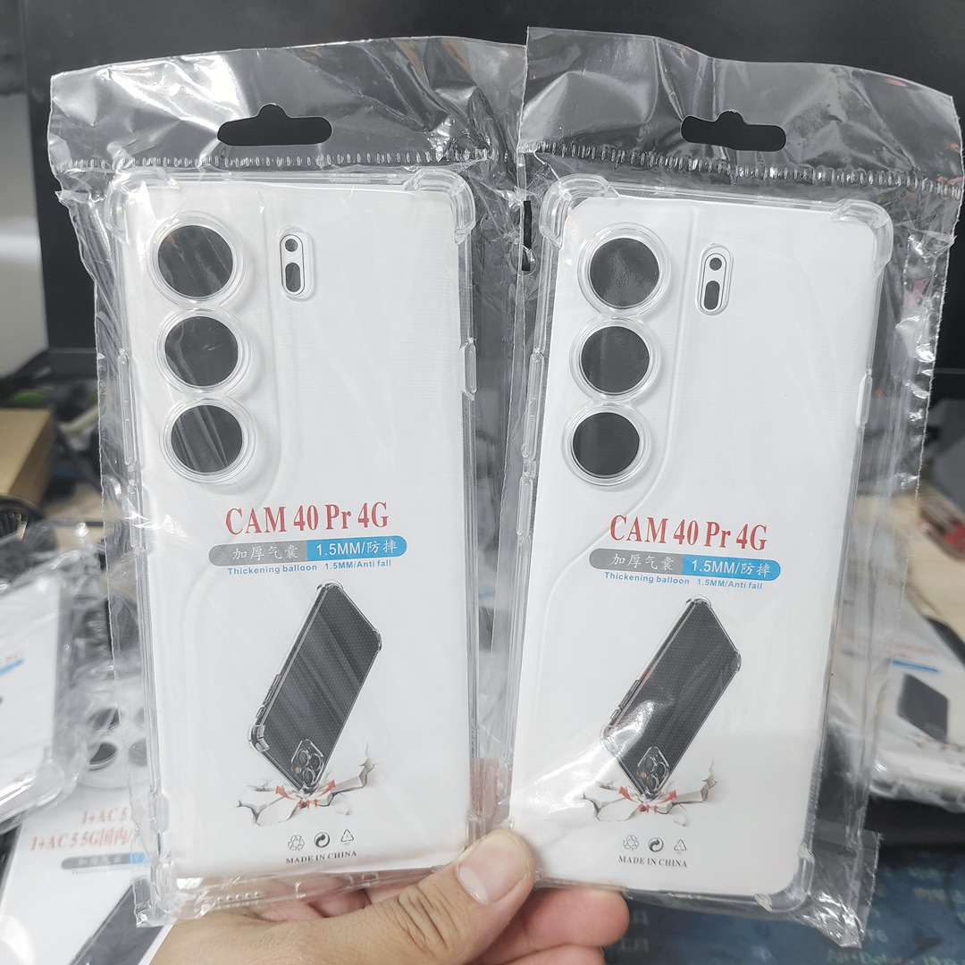 适用TECNO CAMON 40 4G防摔手机壳 四角气囊防摔精孔透明TPU软套