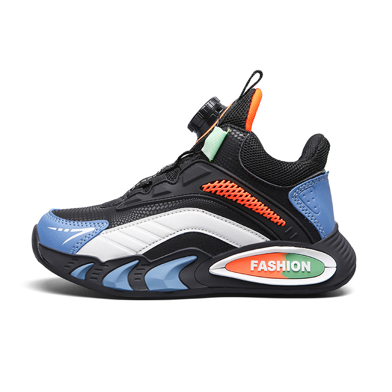 Ligero transpirable y cómodo de moda para niñas zapatos deportivos de botón giratorio casuales para niños zapatos de malla para niños grandes