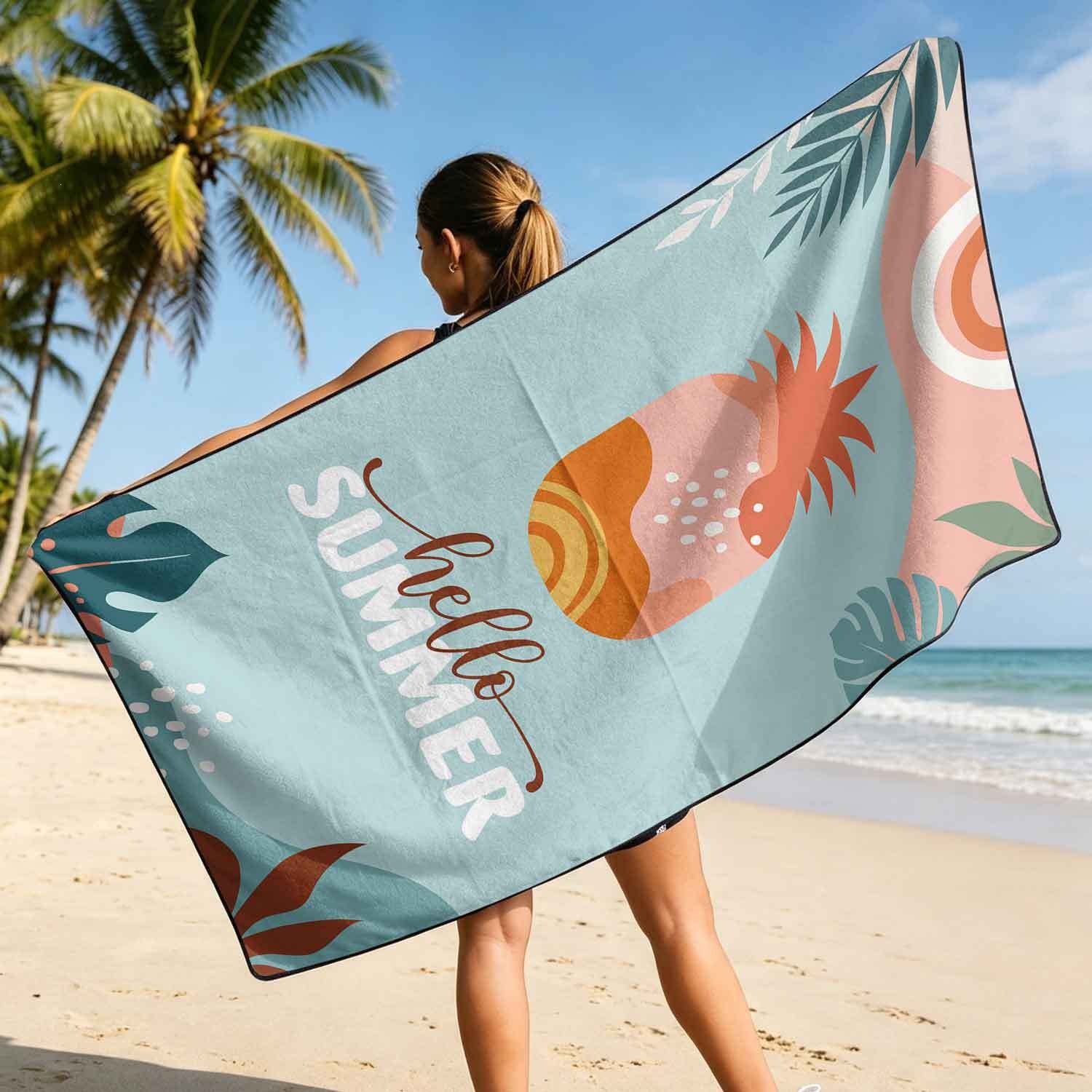 Summer bath towel and car seat cover 2-in-1, ultra-fine fiber outdoor beach and car dual-use universal seat cushion