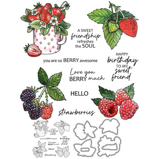 Original Design Fruit Strawberry Silicone Transparent Stamp Embossed Carbon Steel Knife Mould Hand Account Decorative Stamp Stamp Wholesale