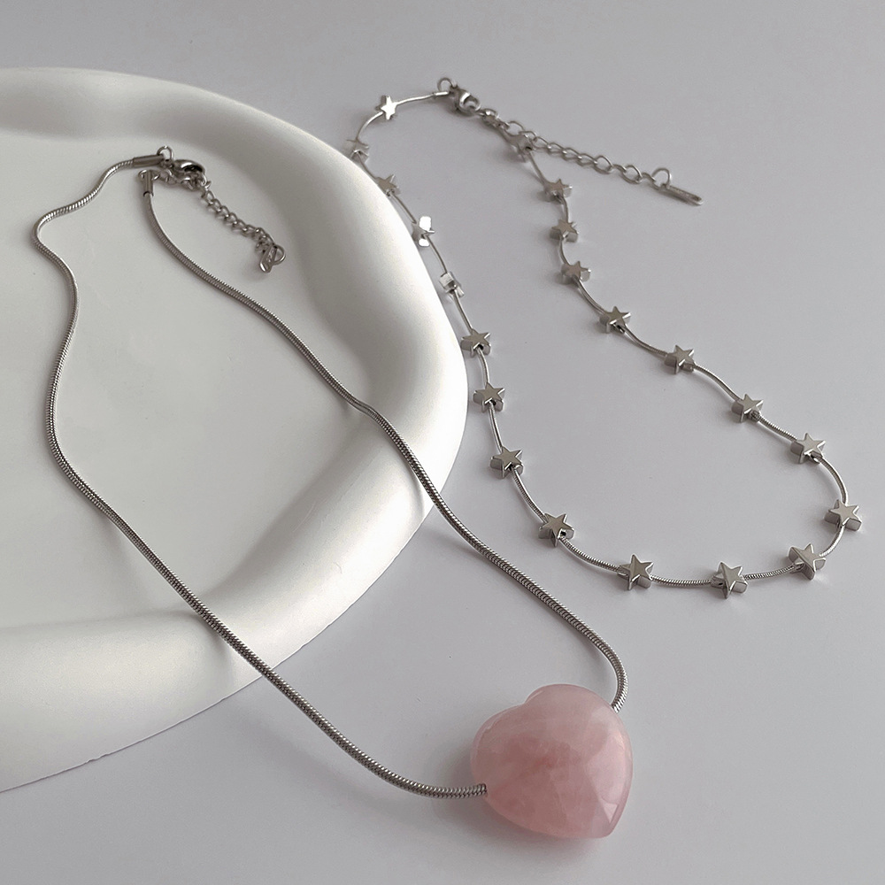 Fashion Star Heart Shape Titanium Steel Plating Necklace 1 Piece