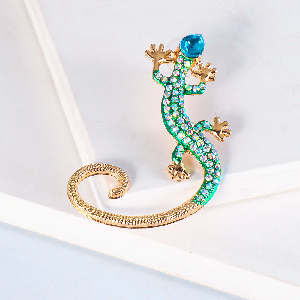 Nihaojewelry Jewelry Wholesale Fashion Color Diamond Lizard Animal Earrings display picture 5