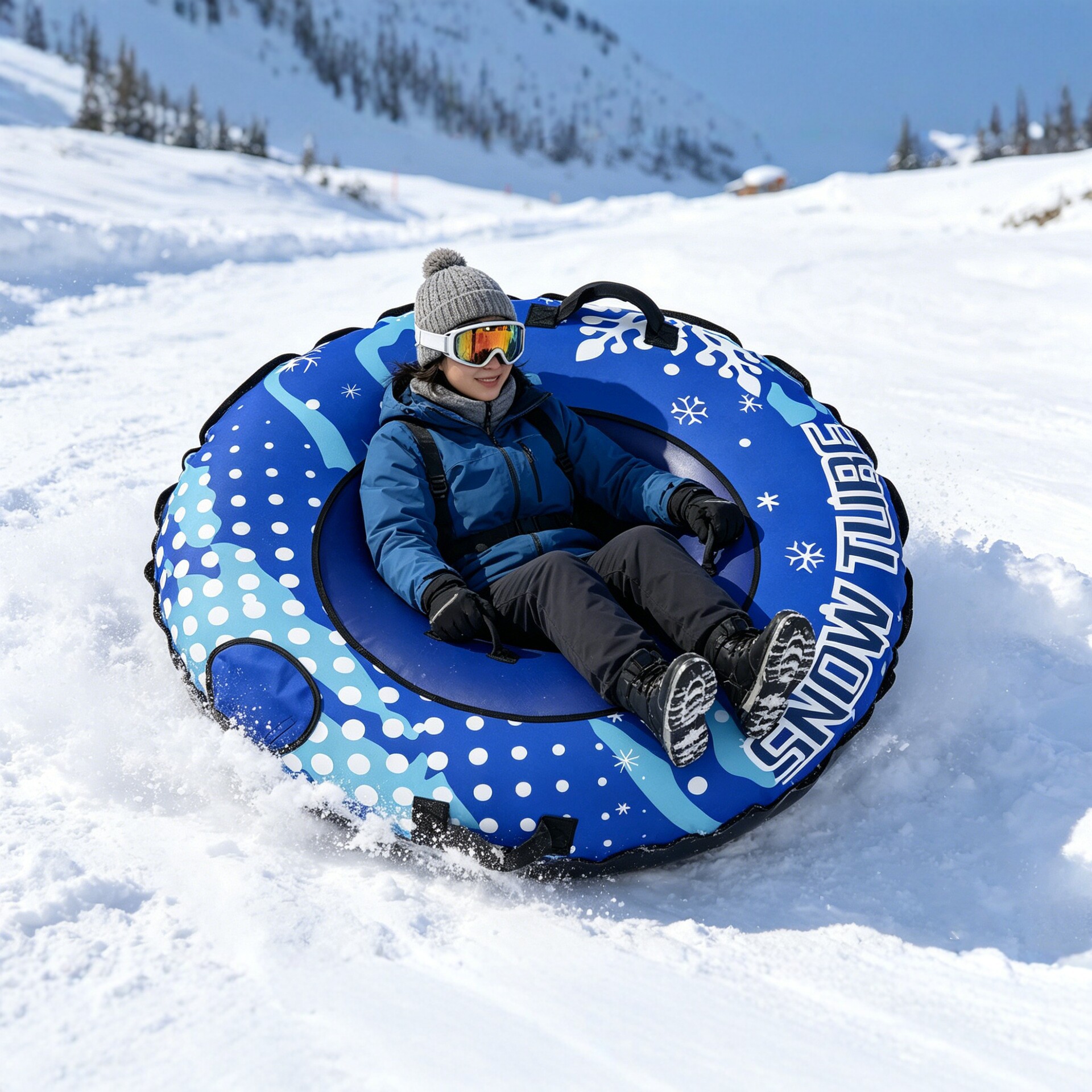 New in Stock: Thickened 120cm Inflatable Snow Tube for Outdoor Snowboarding, Suitable for Adults and Children