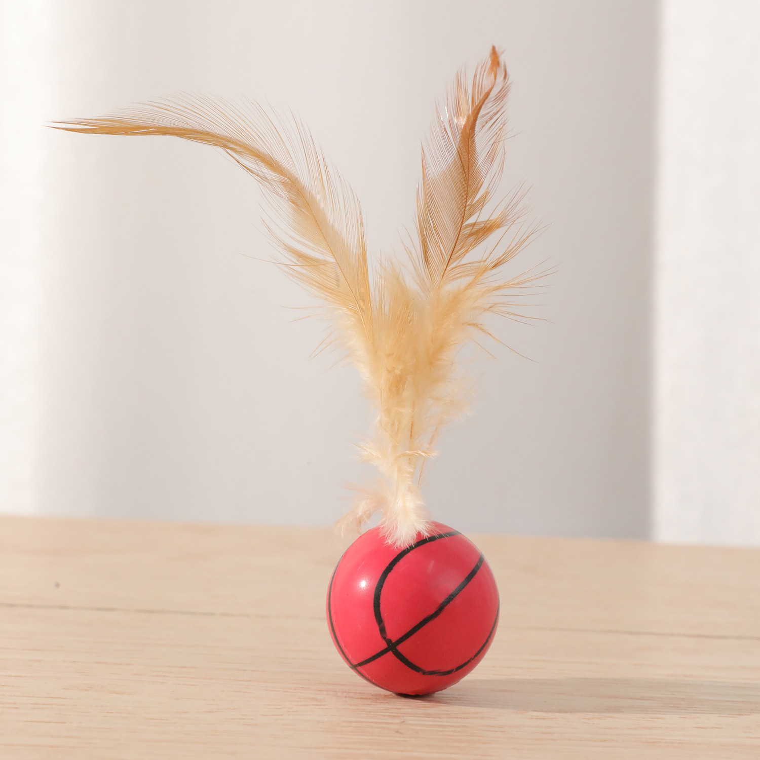 Plumas de goma elástica juguetes creativos para gatos pequeños juguetes de béisbol para gatos interactivos