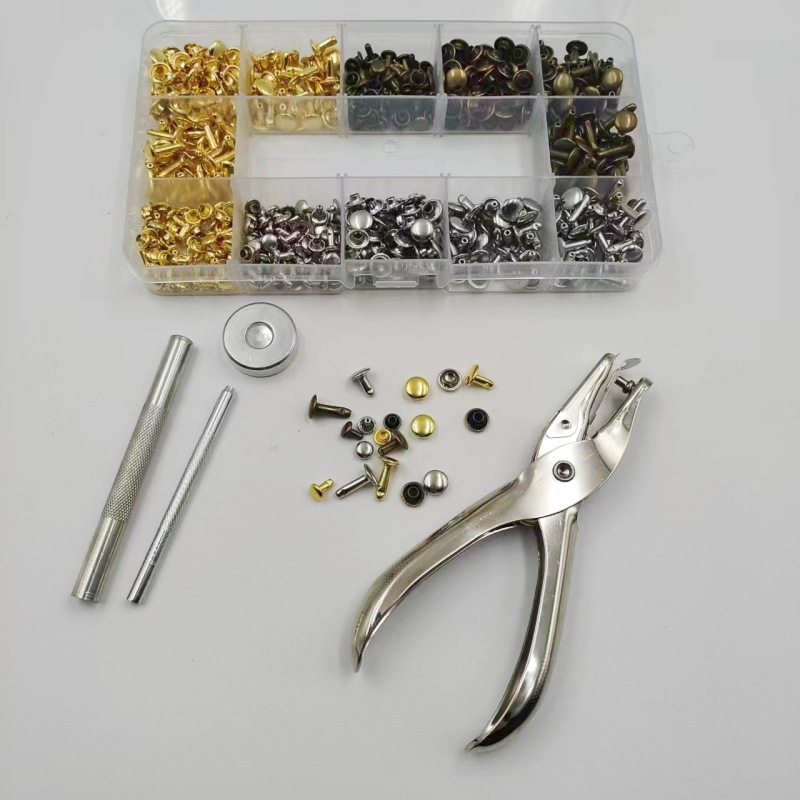 300 sets + herramientas de cuero de equipaje de metal decoración de doble cara remache Madre y madre hebilla traje de doble cara impacto remache de uñas