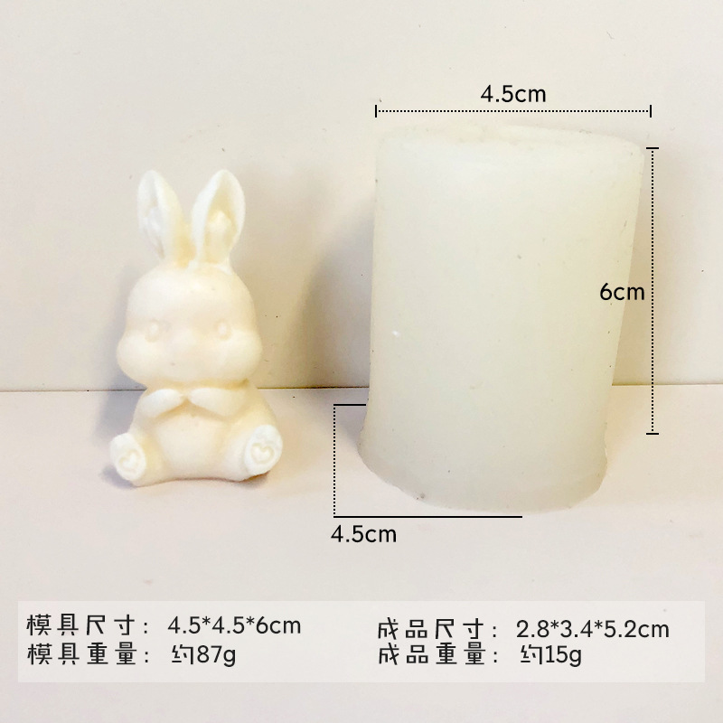 Transfronteriza nuevo cuatro lindo conejo aromaterapia vela de silicona para hornear pastel molde fragante decoración de yeso molde