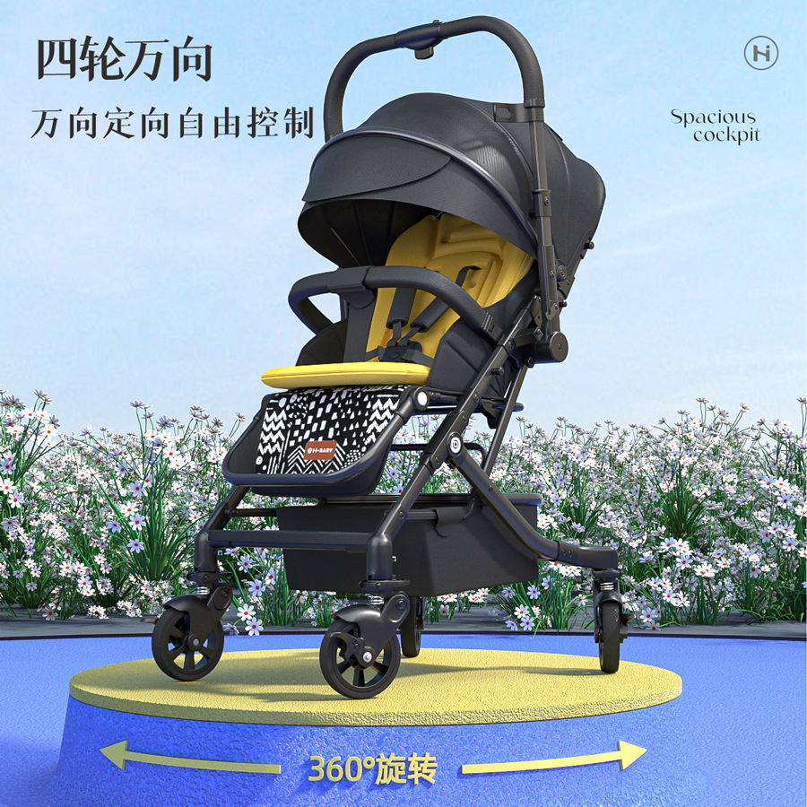 El cochecito de bebé hibaby puede sentarse y acostarse, plegable bidireccional, ligero, cochecito de paisaje alto para niños de 0 a 3 años