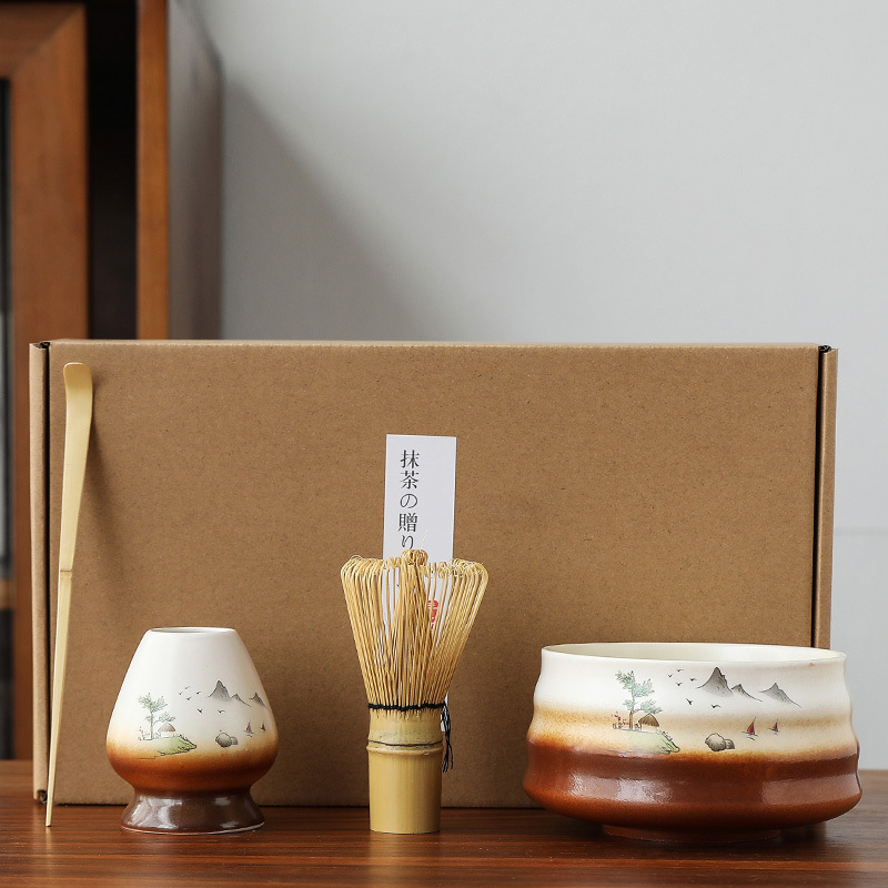 Japanese-Style Kiln-Fired Matcha Set with Whisk, Matcha Tools, Tea Whisk, Song Dynasty Tea Set