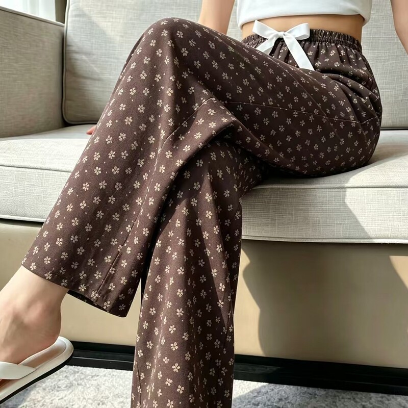 Women's Lyocell Cotton Silk Pants New Style Slimming Relaxed Fit Petite Floral Wide-Leg Pants Printed Casual Pants Women's Lyocell Cotton Silk Pants New Style Slimming Relaxed Fit Petite Floral Wide-Leg Pants Printed Casual Pants