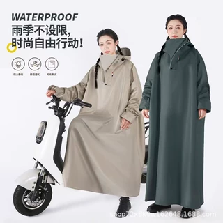 电动车雨衣连体雨衣骑车带袖子雨衣电瓶车加厚加长全身防暴雨