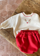 24秋冬新款聖誕服套裝ins風寶寶兩件套嬰幼兒外出服上衣褲子