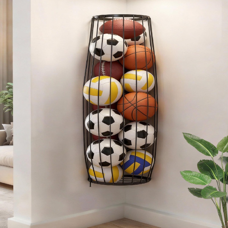 Cross-Border New Model Basketball Storage Rack Wall-Mounted Football Volleyball Sports Equipment Storage Rack Yoga Mat Storage Basket