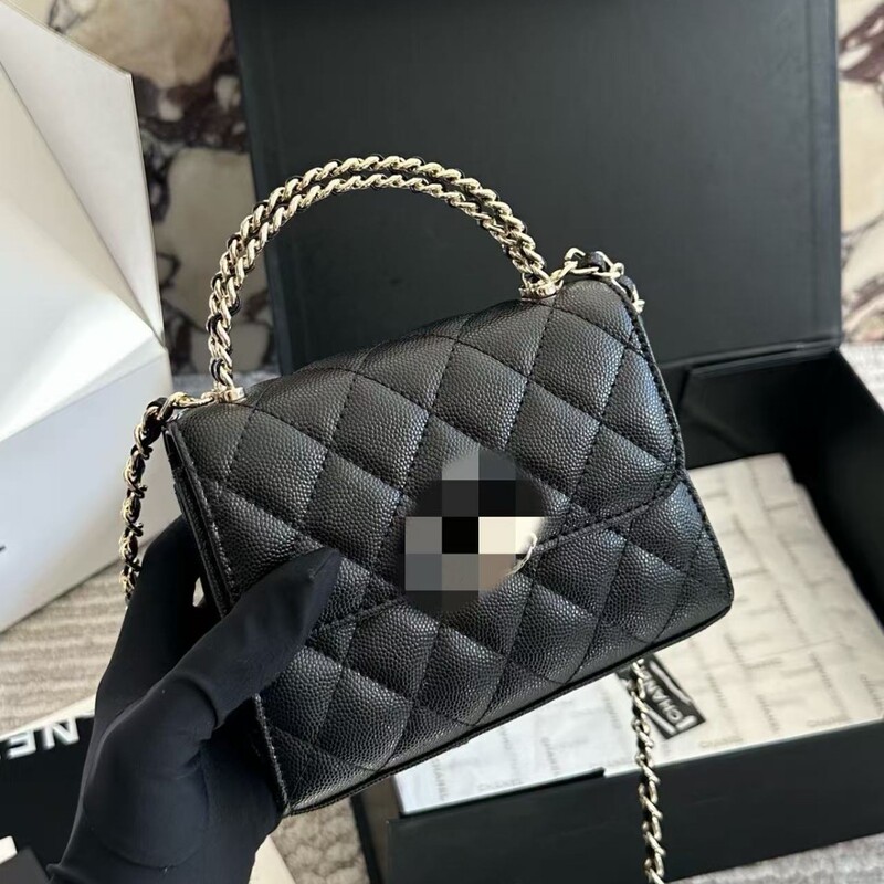 Cross-Handle Small Quilted Chain Handbag in Cherry Blossom Pink Kelly Style, High-End Women's Crossbody Bag