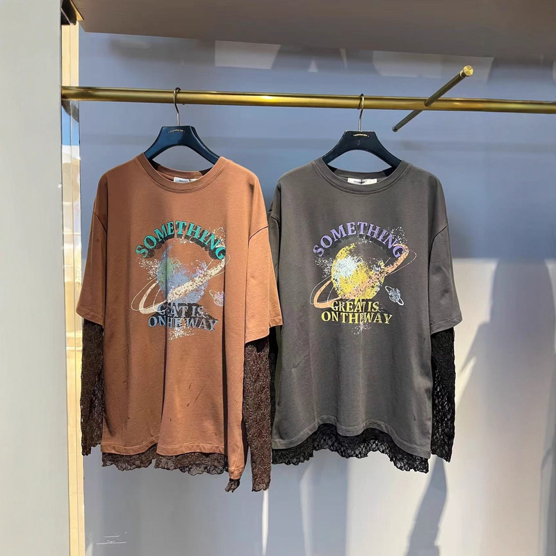 Japanese Brand m's Early Autumn New Retro Style Vintage Planet Print Loose Short-Sleeve T-Shirt 028Iaa90-2991 Japanese Brand m's Early Autumn New Retro Style Vintage Planet Print Loose Short-Sleeve T-Shirt 028Iaa90-2991
