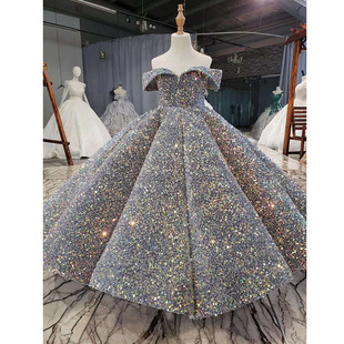 Children's Catwalk Dress Princess Dress New Fluffy Gauze Fashionable Little Host Piano Performance Sequined Kidsren's Dress
