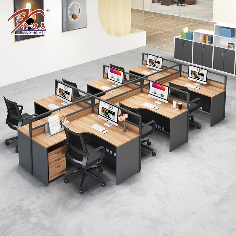 Jin Ying Office Furniture Staff Office Desk and Chair Free Combination Glass Screen Card Seat Simple Four-person Desk
