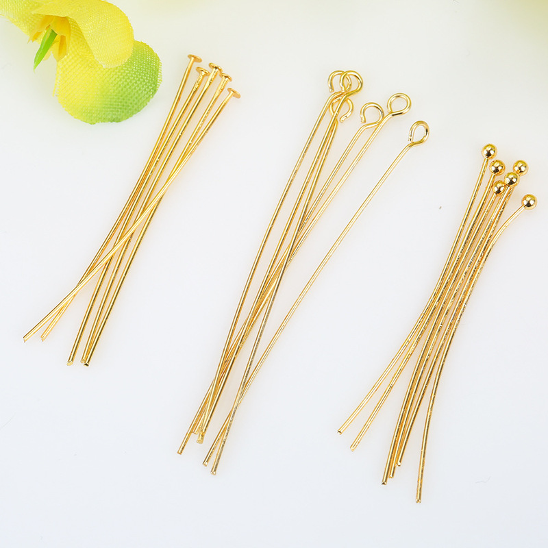 14K gold color retention nine-character needle ball needle T-character needle diy jewelry accessories beaded flat needle sand gold accessories wholesale 14K gold color retention nine-character needle ball needle T-character needle diy jewelry accessories beaded flat needle sand gold accessories wholesale