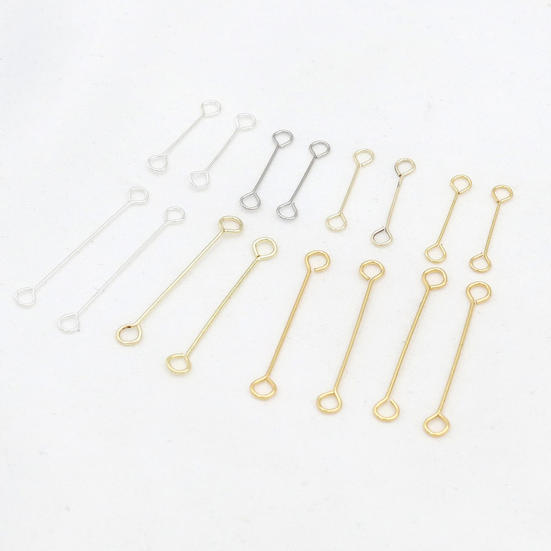 18K Real Gold Plated Double Hanging 9-Shaped Pins, 14K Gold-Filled Color-Preserving Double-Ended Connecting Rods, DIY Earring Accessories B38