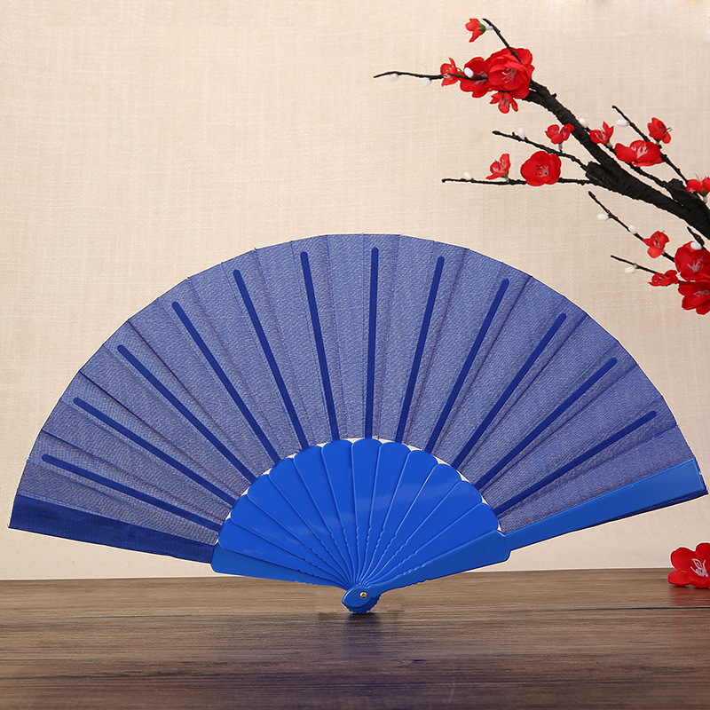Abanico de boda abanico plegable de color sólido abanico de plástico plano liso de color sólido