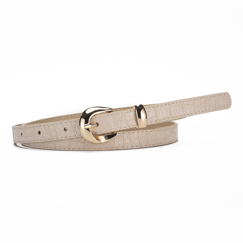 Cinturón Fino de Cuero Sintético para Mujer con Hebilla de Aleación y Aguja para Uso Casual