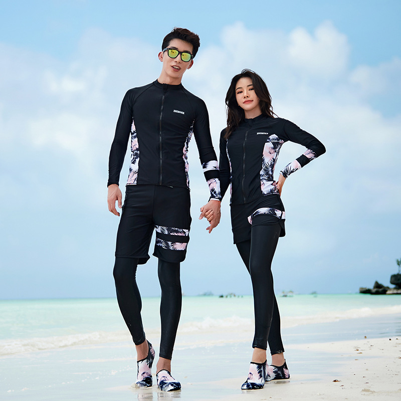 Korean New Long-sleeved Trousers Suit Zipper Sunscreen Snorkeling Seaside Surfing Couples Diving Suit Women Swimwear Swimwear