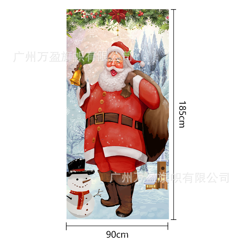 2025 nuevos productos de navidad cortina de bandera Santa Claus para ver la hoja de regalo decoración de tela colgante Bandera de bienvenida de Navidad