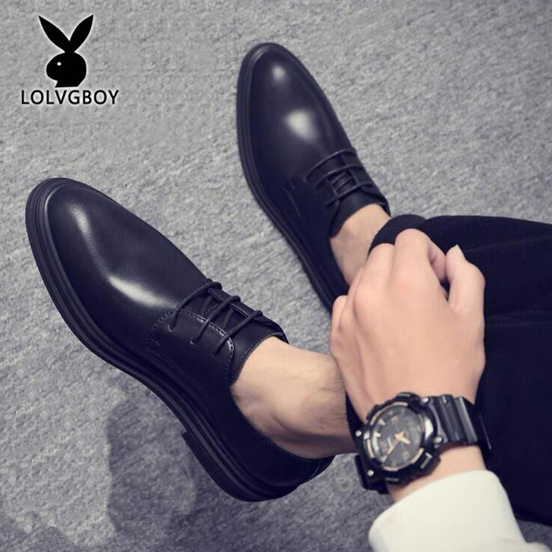 Genuine Leather Business Formal Large Size Men's Summer Breathable Black Height Increasing British Style Groom Wedding_vogvips.com