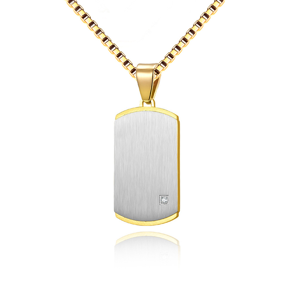 Daily Occasion 304 Stainless Steel Material Simple Style Geometric 304 Stainless Steel Plating Inlay Rhinestones Men's Pendant Necklace Men Pendant Necklaces