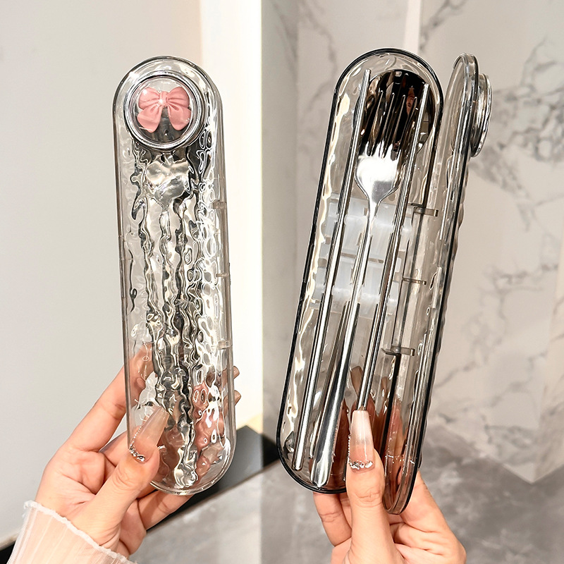 410 스테인레스 스틸 식기 스푼 포크 젓가락 세트 가정용 고가 광고 작은 선물 3 피스 세트 도매