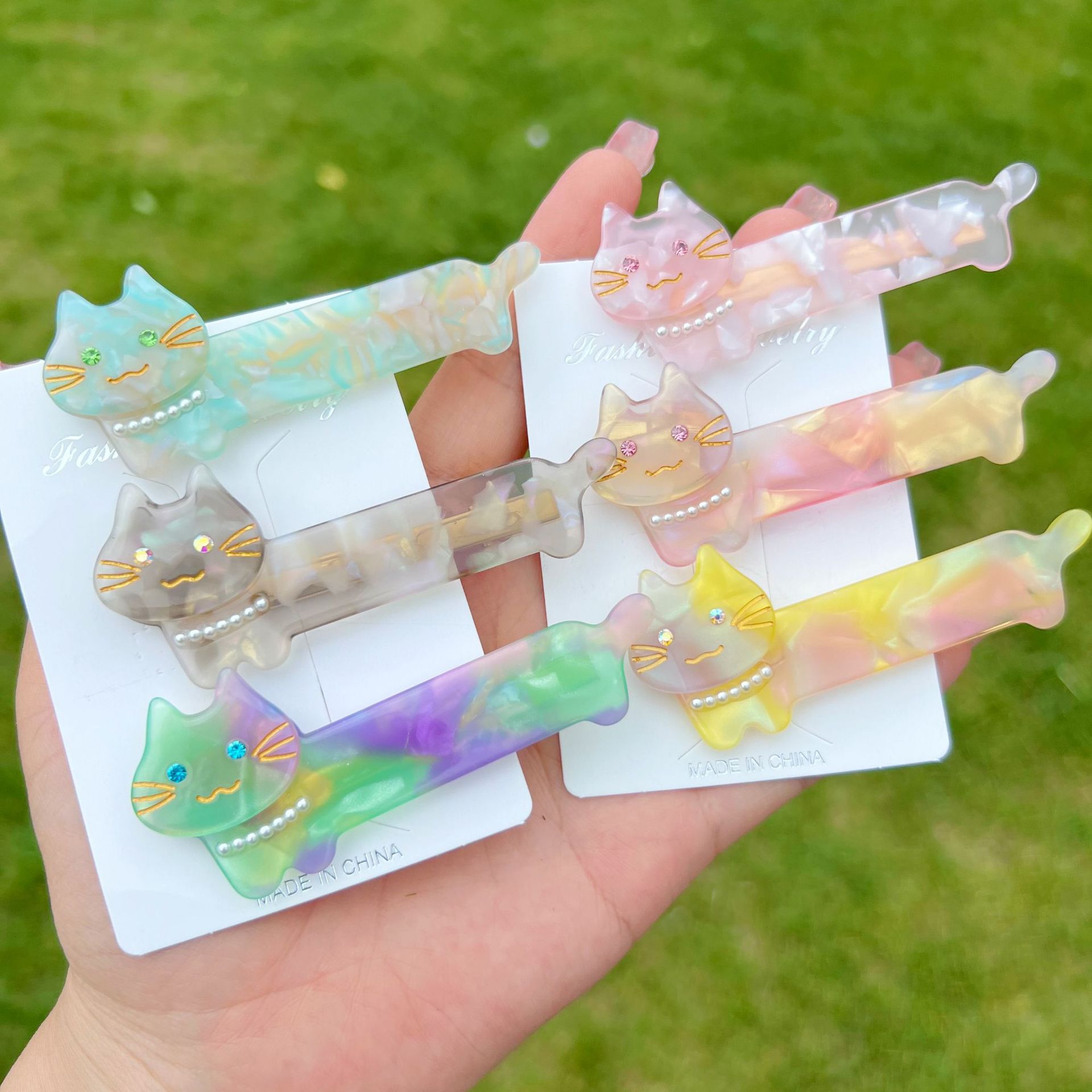 15g Weight Hair Clip Hair Accessories Type 1 Piece Quantity Casual Cute Sweet Women's Cartoon Mouth Cat Acetic Acid Sheets Hair Clip