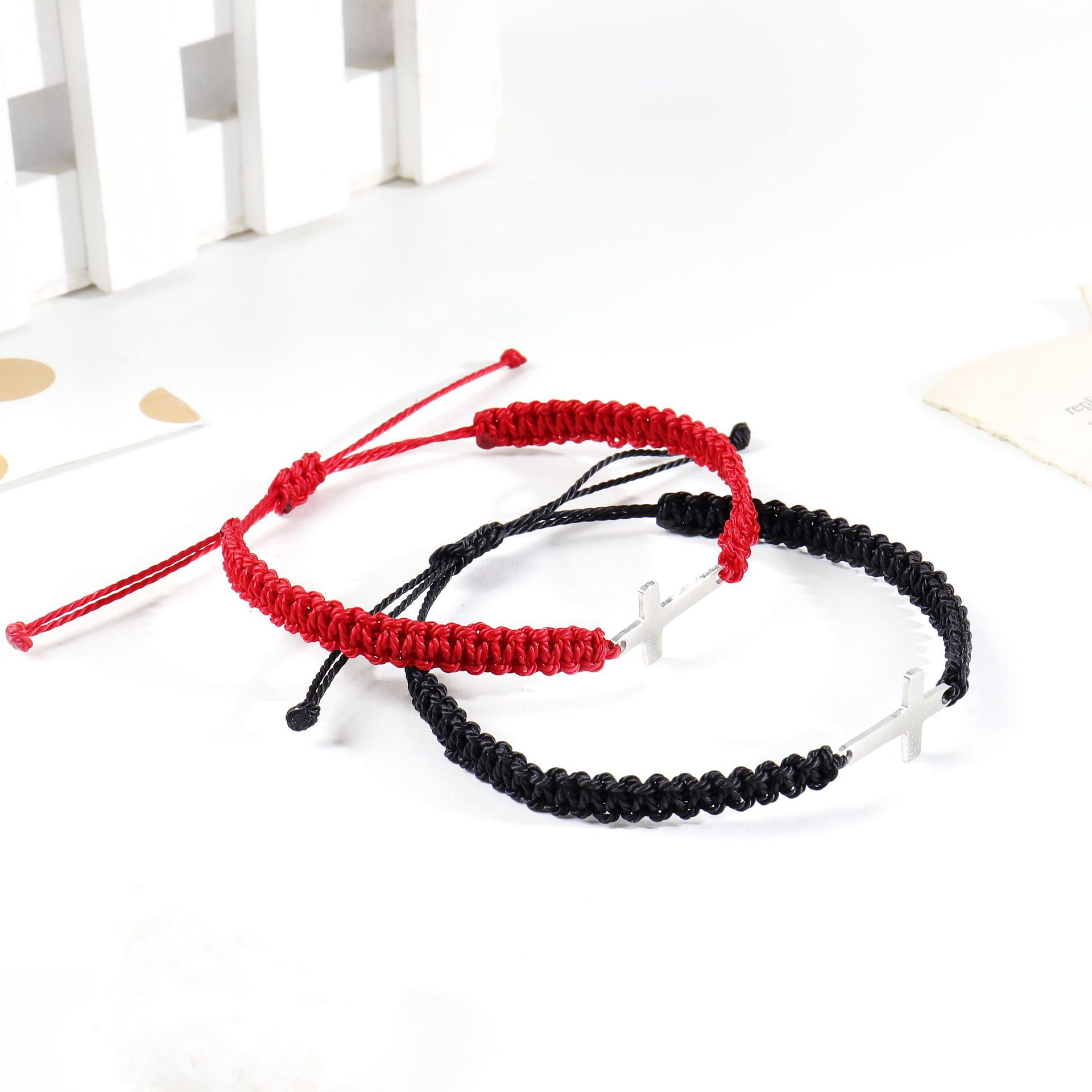 Retro Cross Stainless Steel Rope Bracelets display picture 2