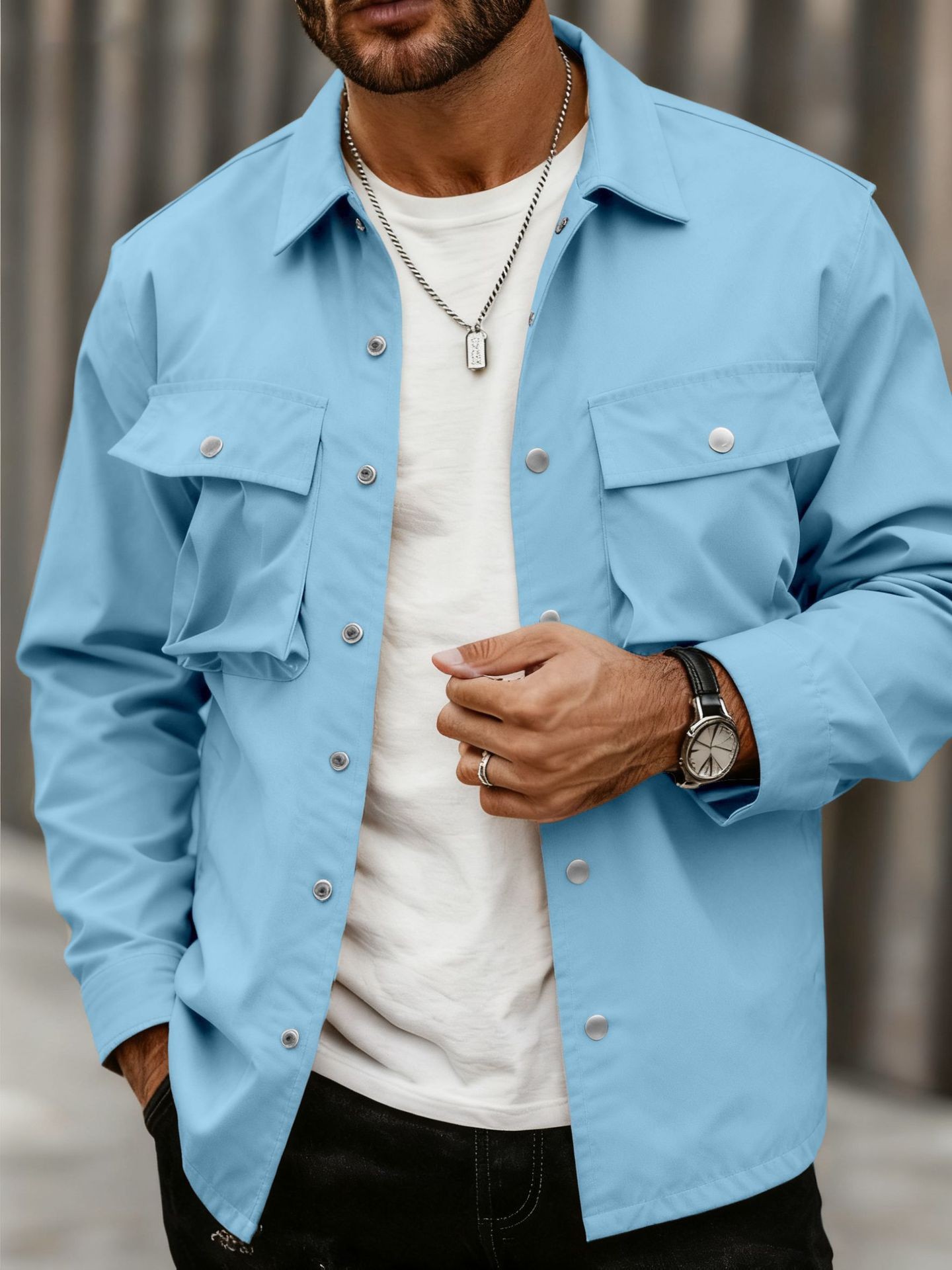 Monochrome Men's Casual Multi-pocket Jacket Spring Autumn Style_voghion.com