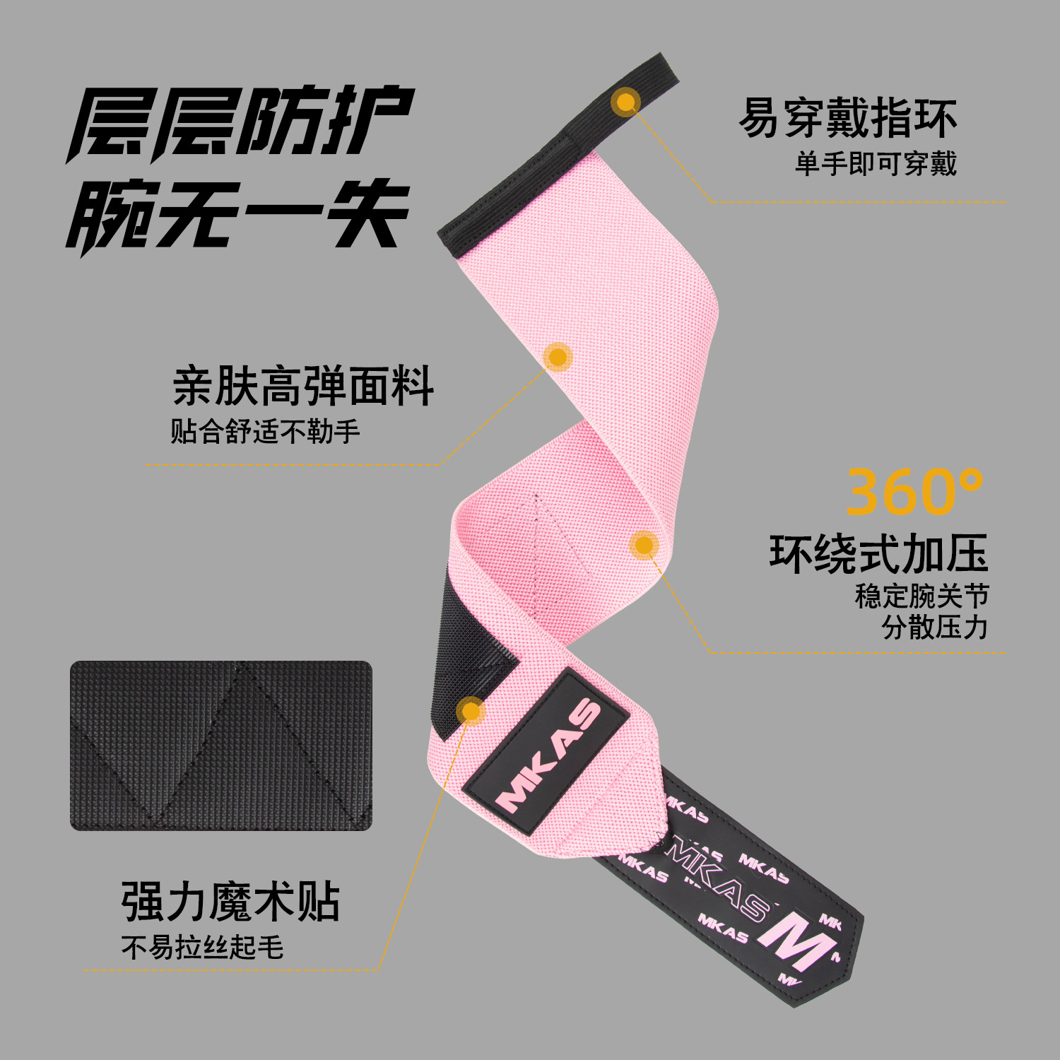 Description Picture 6 of item1 Pair Wristband Wrist Support Brace Straps Extra Strength Weight Lifting Wrist Wraps Bandage Fitness Gym Training