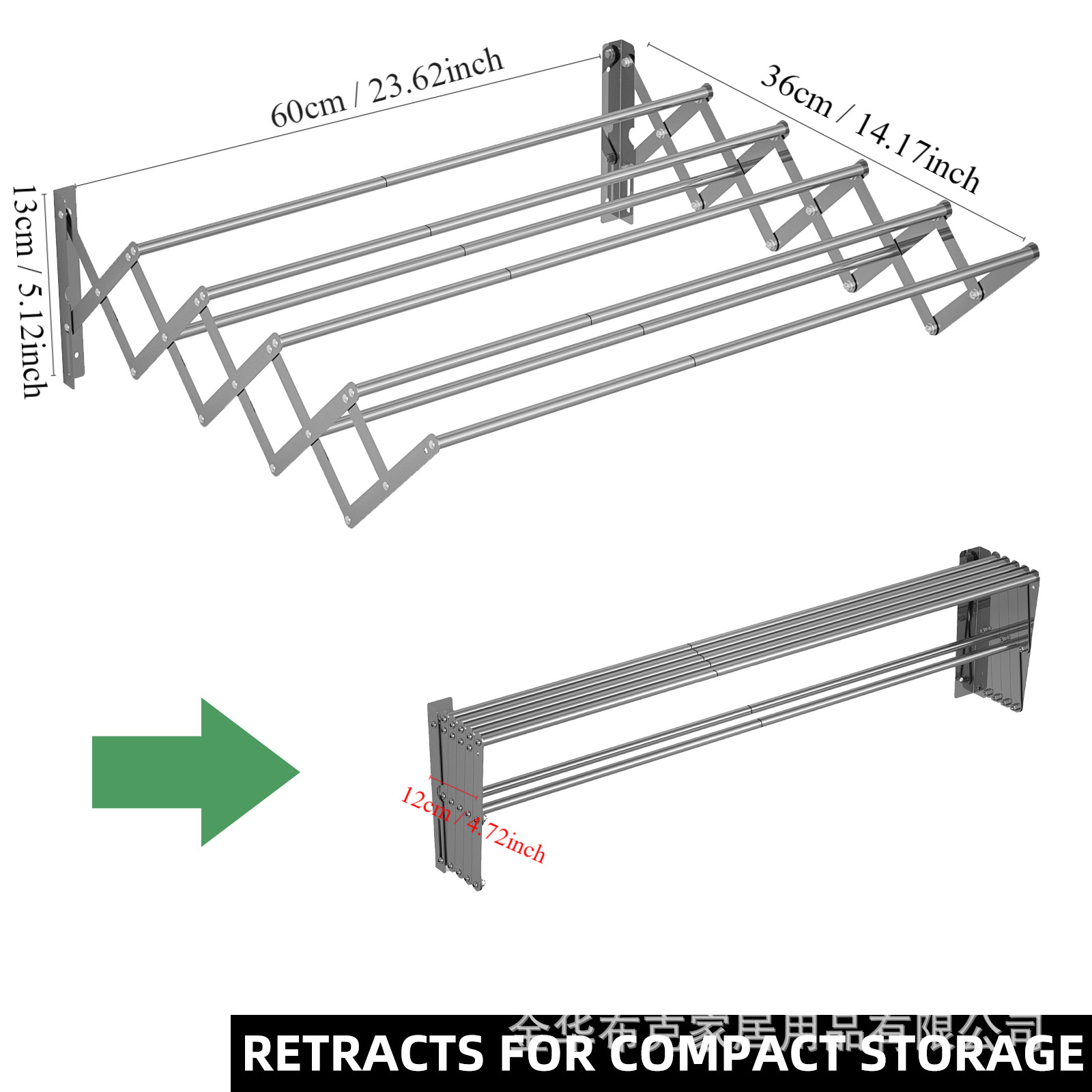 Tendedero Invisible para Ropa, Plegable, de Acero Inoxidable, para Montar en la Pared, Retráctil, para Balcón o Ventana